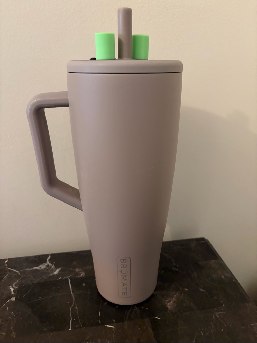 Brumate Taupe Travel Mug with Green Straw Caps